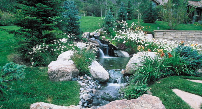 Waterfall, pond and stream