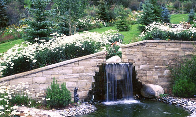 Cascading Water: A multi-level water feature set into the hillside