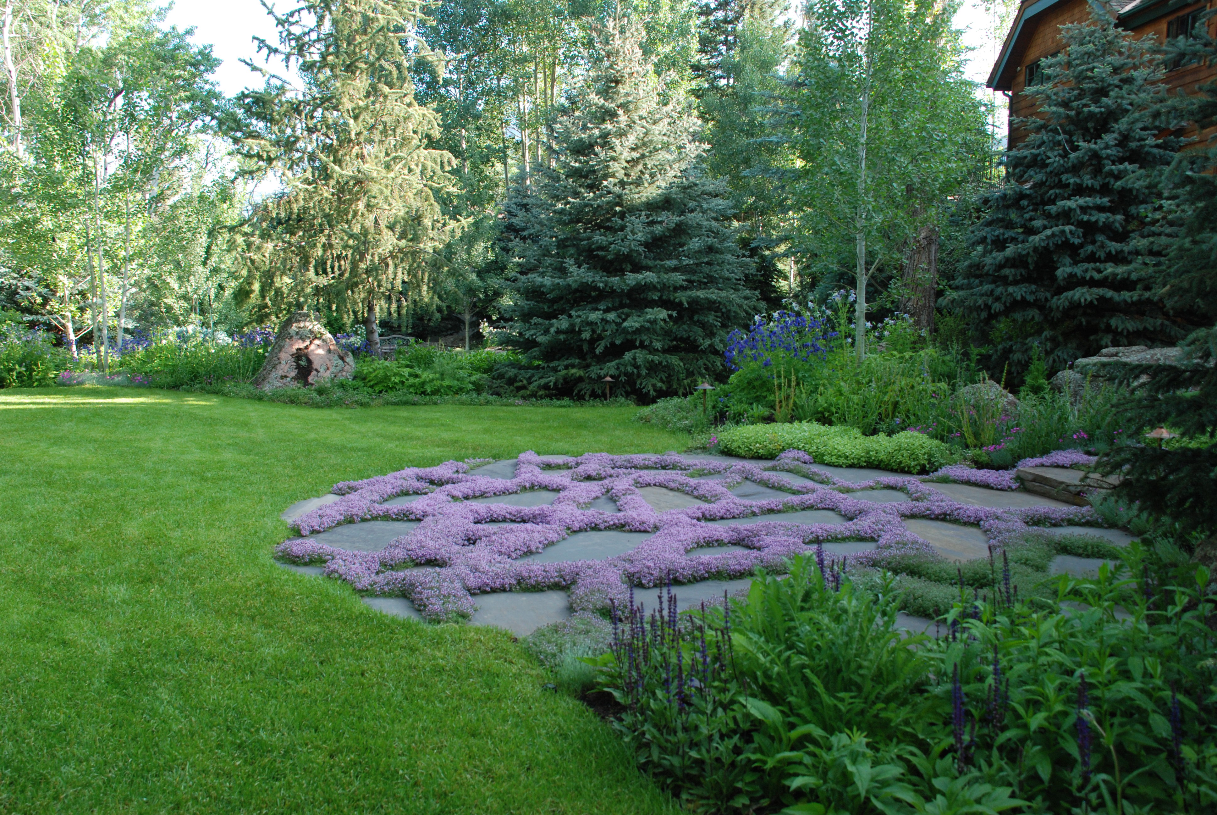 Woodland Pond: A subtle overlay of gardens and water